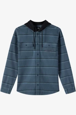 Archer Hooded Flannel Standard Fit Long Sleeve Shirt - Dark Slate | O'Neill