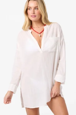 Belizin Long Sleeve Cover-Up Dress - White | O'Neill