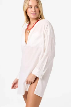 Belizin Long Sleeve Cover-Up Dress - White | O'Neill
