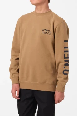 Boy's Fifty Two Cliffs Crew Crew Neck Fleece - Dark Khaki | O'Neill