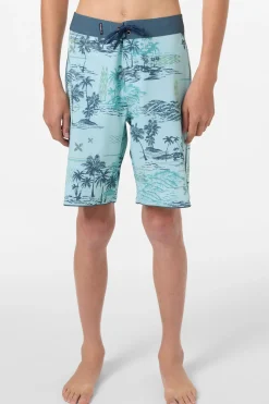 Boy's Hyperfreak Mysto Scallop 17" Boardshorts - Canal Blue | O'Neill