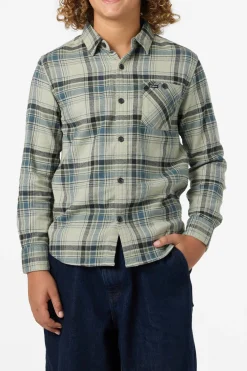 Boy's Redmond Plaid Flannel Long Sleeve Shirt - Sage | O'Neill