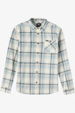 Boy's Redmond Plaid Flannel Long Sleeve Shirt - Cream | O'Neill