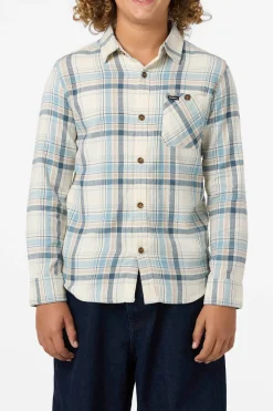 Boy's Redmond Plaid Flannel Long Sleeve Shirt - Cream | O'Neill