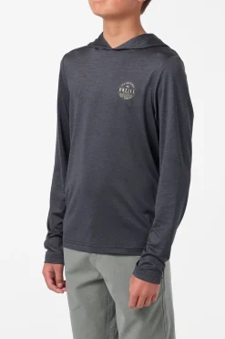 Boy's TRVLR Upf Hooded Ls - Blaze Long Sleeve Pullover - Hthr Black | O'Neill