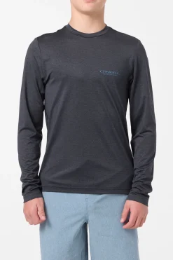 Boy's TRVLR Upf Ls - Stacked Long Sleeve Pullover - Hthr Black | O'Neill