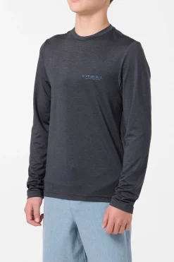 Boy's TRVLR Upf Ls - Stacked Long Sleeve Pullover - Hthr Black | O'Neill