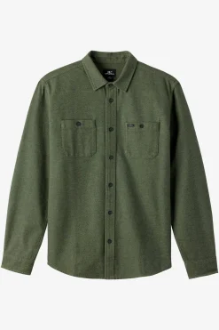 Breakwater Solid Flannel Standard Fit Long Sleeve Shirt - Dark Olive | O'Neill