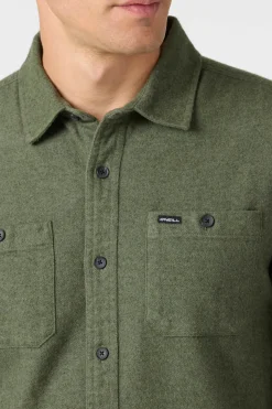 Breakwater Solid Flannel Standard Fit Long Sleeve Shirt - Dark Olive | O'Neill