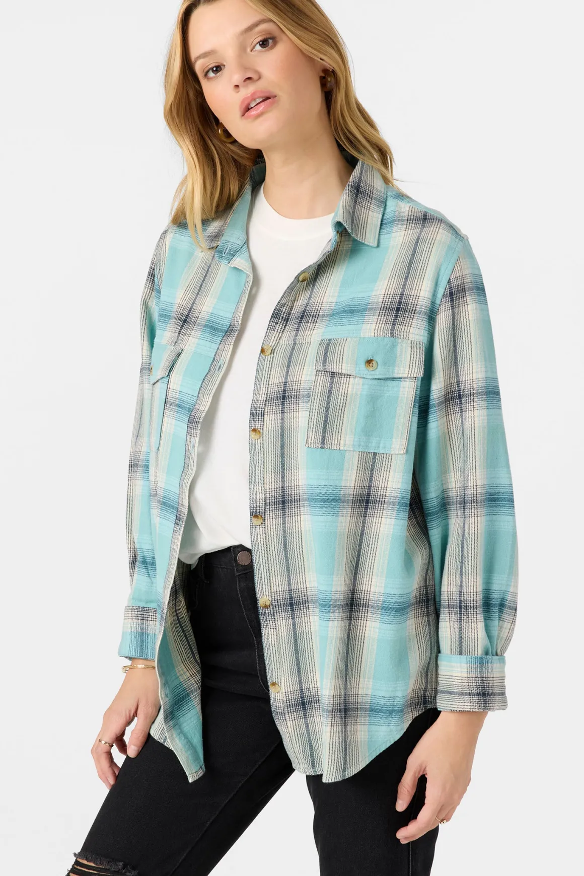 Brooks Flannel Long Sleeve Top - Nile Blue | O'Neill