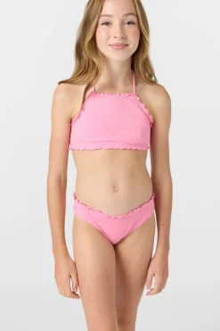 Girl's Dawnbreak Rib Hi-Neck Ruffle Edge Set High Neck Top Set - Sachet Pink | O'Neill