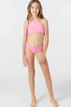 Girl's Dawnbreak Rib Hi-Neck Ruffle Edge Set High Neck Top Set - Sachet Pink | O'Neill