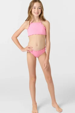 Girl's Dawnbreak Rib Hi-Neck Ruffle Edge Set High Neck Top Set