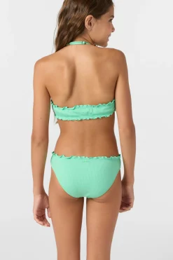 Girl's Dawnbreak Rib Hi-Neck Ruffle Edge Set High Neck Top Set