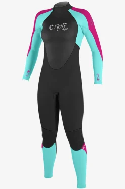 Girl's Epic 4/3MM Back Zip Full - Blk/seaglass/berry | O'Neill