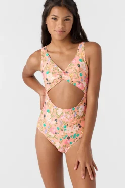 Girl's Kelly Floral Twisted One-Piece - Desert Flower | O'Neill