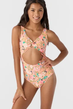 Girl's Kelly Floral Twisted One-Piece