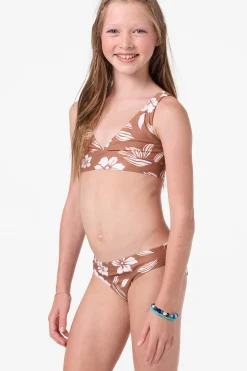Girl's Nomad Floral Fixed Bralette Top Set - Carob Brown | O'Neill