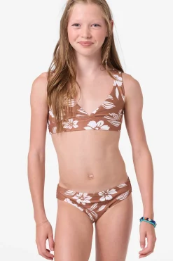 Girl's Nomad Floral Fixed Bralette Top Set - Carob Brown | O'Neill