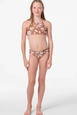 Girl's Nomad Floral Ruffle Edge High Neck Set - Carob Brown | O'Neill