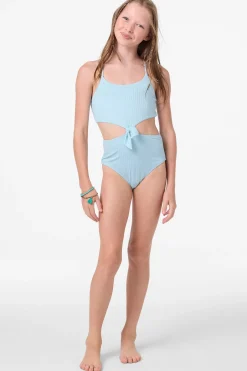 Girl's Shorebreak Rib Knot Front One-Piece - Stratosphere | O'Neill