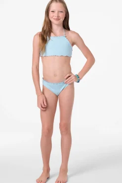 Girl's Shorebreak Rib Ruffle Edge High Neck Set - Stratosphere | O'Neill