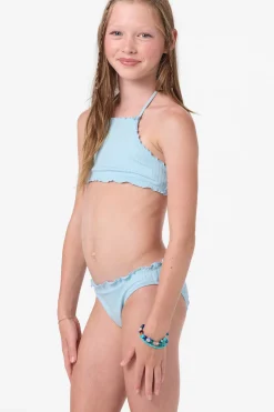 Girl's Shorebreak Rib Ruffle Edge High Neck Set - Stratosphere | O'Neill