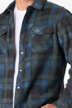 Glacier Plaid High Pile Superfleece Standard Fit Long Sleeve Shirt - Dark Slate | O'Neill