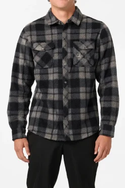 Glacier Plaid High Pile Superfleece Standard Fit Long Sleeve Shirt - Phantom | O'Neill