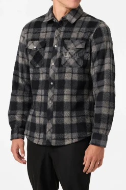 Glacier Plaid High Pile Superfleece Standard Fit Long Sleeve Shirt - Phantom | O'Neill