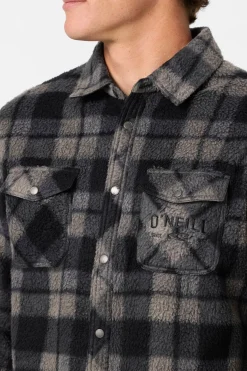 Glacier Plaid High Pile Superfleece Standard Fit Long Sleeve Shirt - Phantom | O'Neill