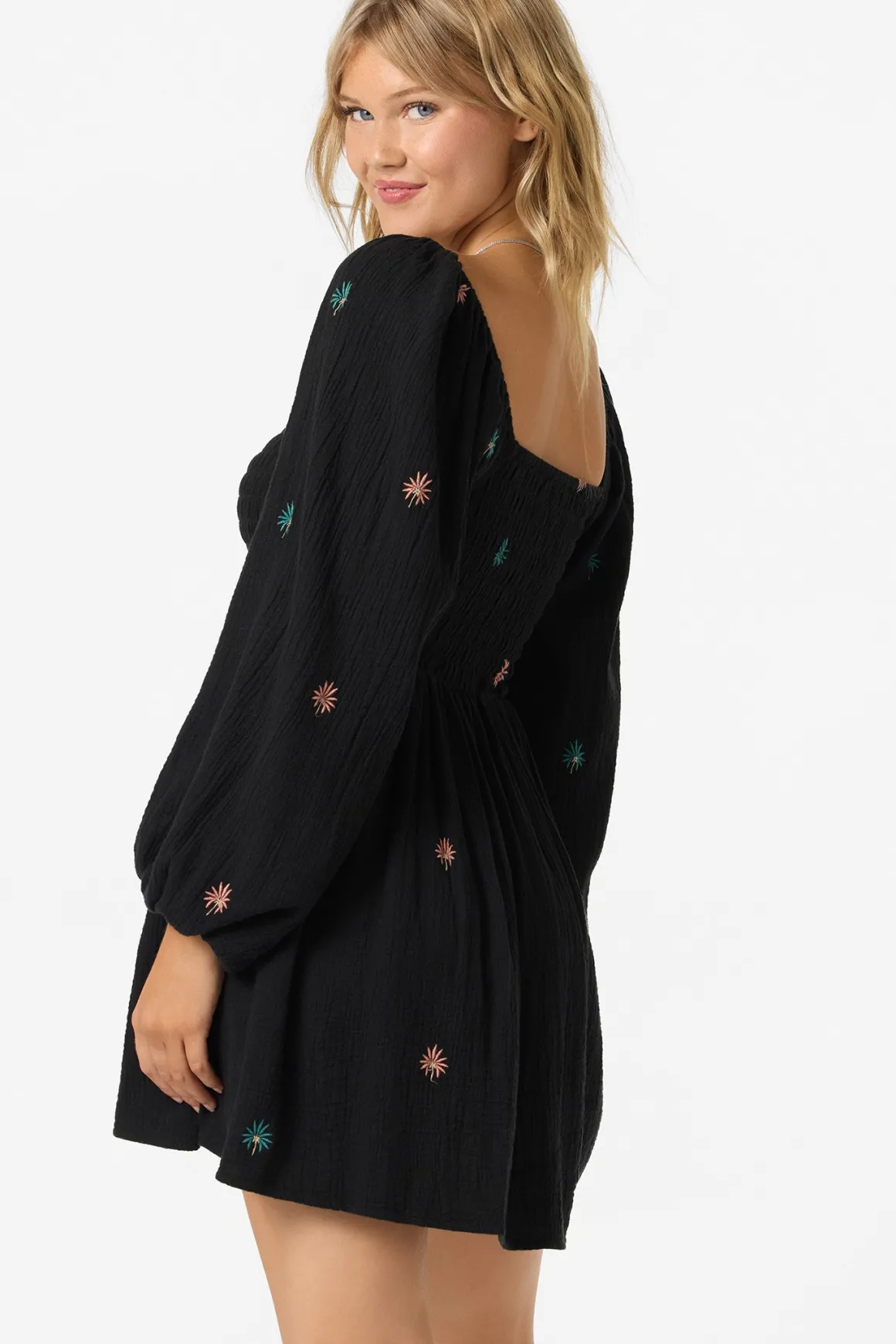 Gracyn Palm Short Dress - Black | O'Neill