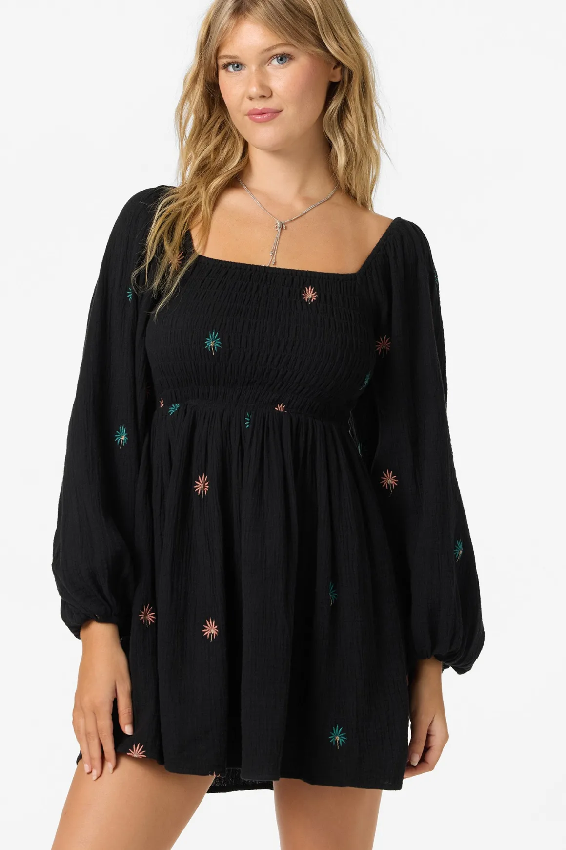 Gracyn Palm Short Dress - Black | O'Neill