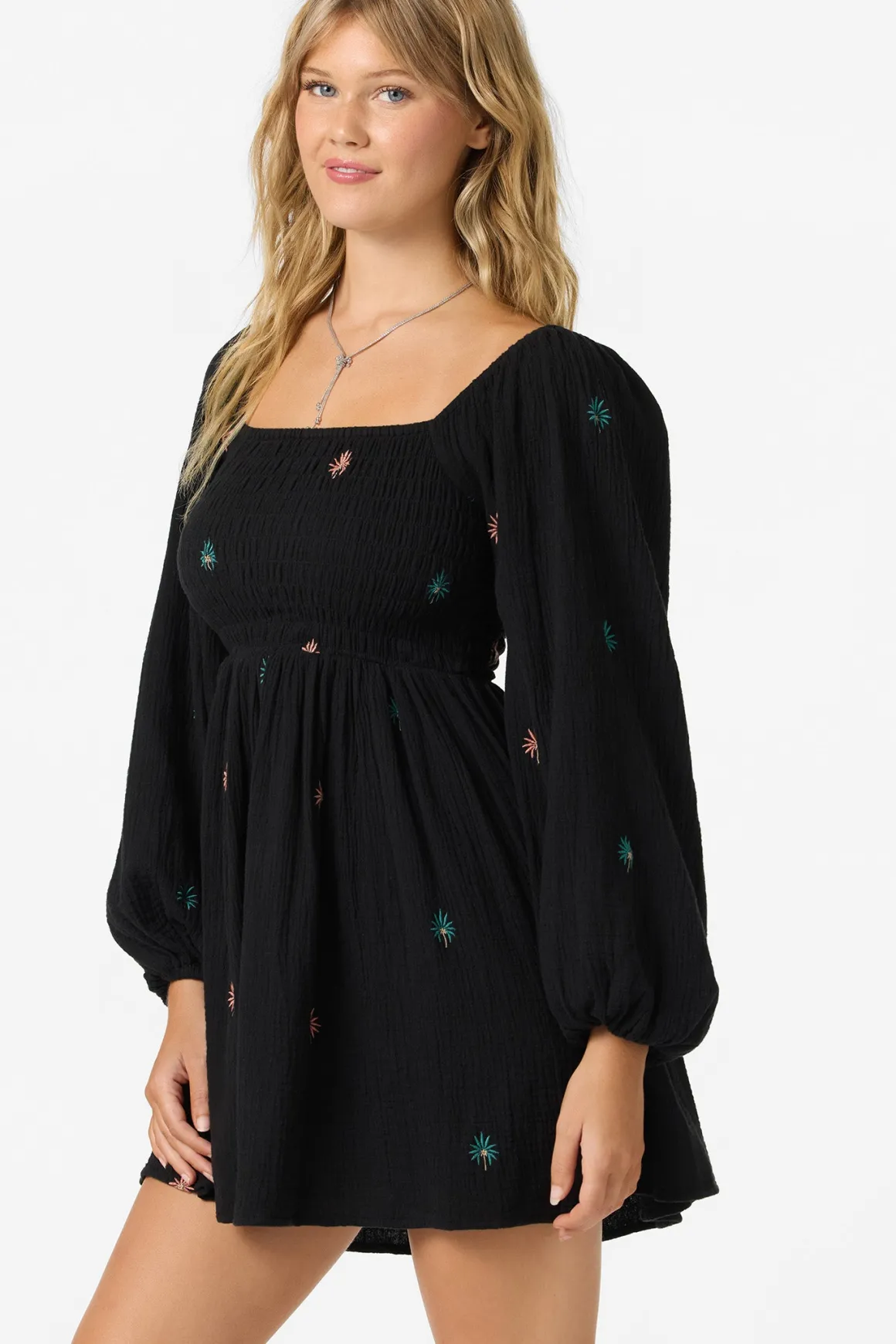 Gracyn Palm Short Dress - Black | O'Neill