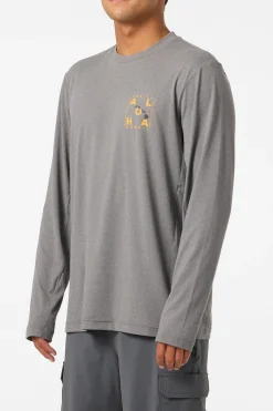 Hawaii Layout Upf Ls Shirt Standard Fit Long Sleeve Tee - Gargoyle Melange | O'Neill