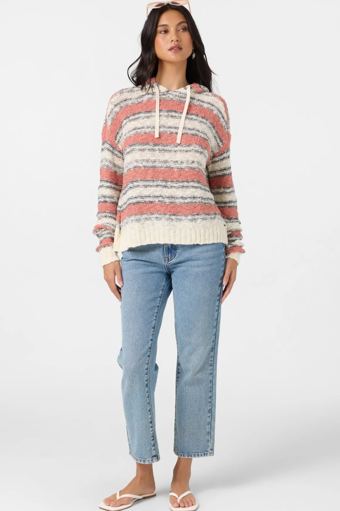 Jayne Stripe Long Sleeve Sweater - Winter White | O'Neill