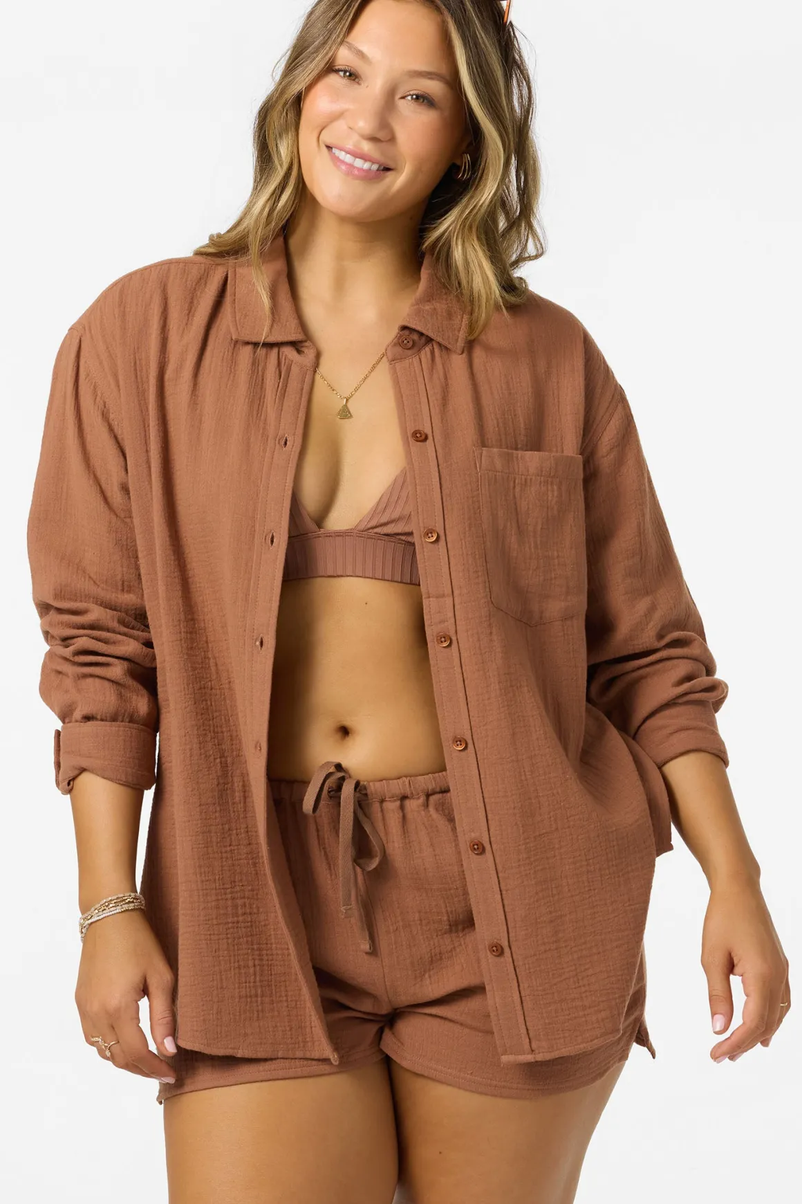 Leni Relaxed Ls Top Shirt Long Sleeve Top - Carob Brown | O'Neill