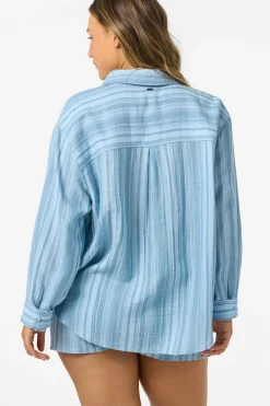 Leni Waves Stripe Relaxed Top Long Sleeve - Chambray Blue | O'Neill
