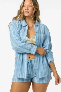 Leni Waves Stripe Relaxed Top Long Sleeve - Chambray Blue | O'Neill