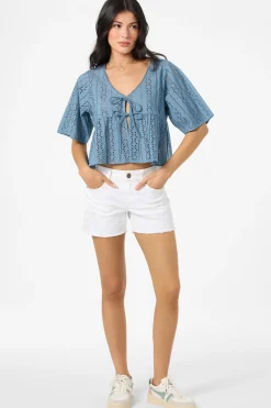 Loni Eyelet Top - Provincial Blue | O'Neill