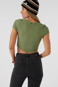 Marlena Textured Top Crop Top - Oil Green | O'Neill