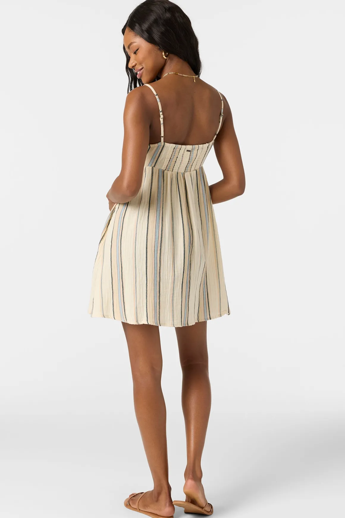 Natalya Stripe Short Dress - Tapioca | O'Neill