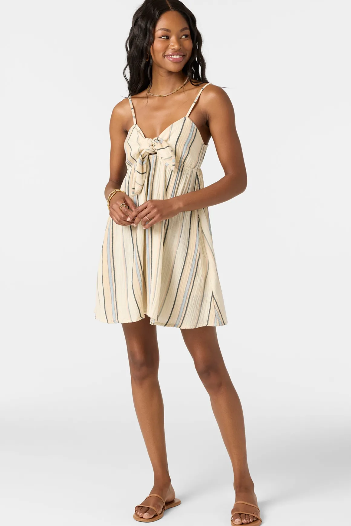 Natalya Stripe Short Dress - Tapioca | O'Neill