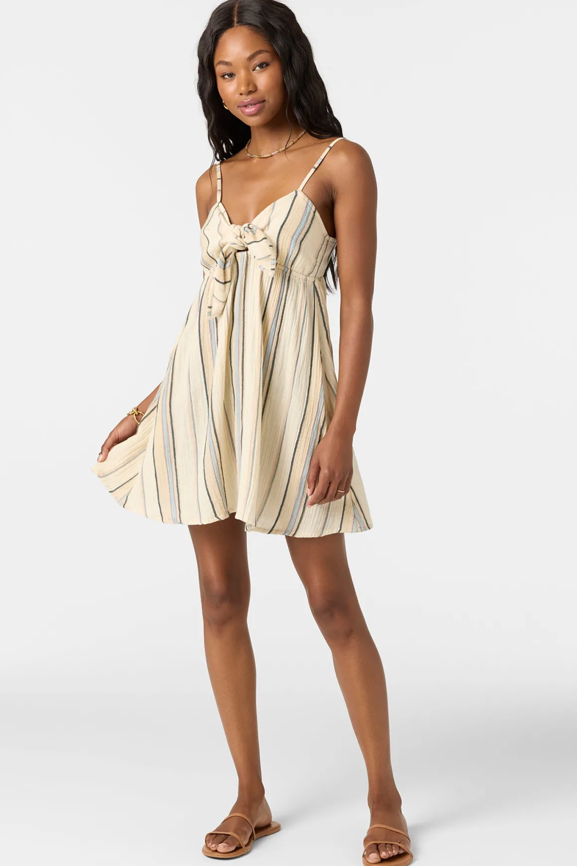 Natalya Stripe Short Dress - Tapioca | O'Neill