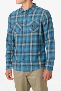 O'Riginals Clashed Flannel Standard Fit Long Sleeve Shirt - Aegean Blue | O'Neill