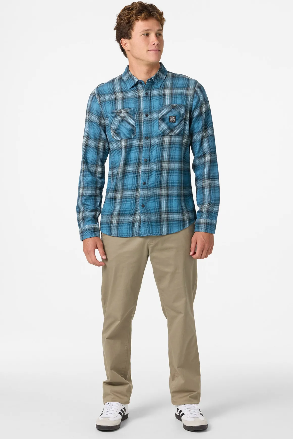 O'Riginals Clashed Flannel Standard Fit Long Sleeve Shirt - Aegean Blue | O'Neill