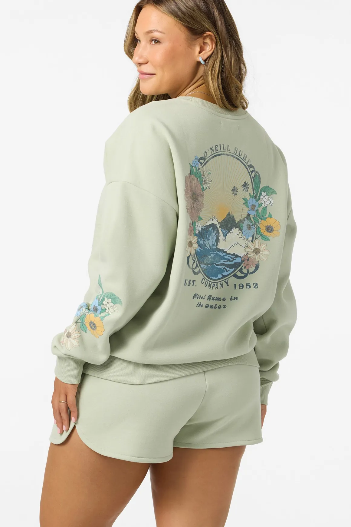 Petal Oversized Crew Crew Neck Fleece - Desert Sage | O'Neill