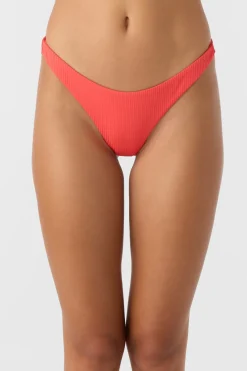 Saltwater Solids Rib Hermosa Skimpy Bottoms - Cayenne | O'Neill