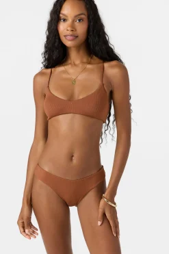 Saltwater Solids Rib Huntington Bralette Top - Rustic Brown | O'Neill