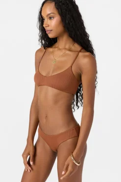 Saltwater Solids Rib Huntington Bralette Top - Rustic Brown | O'Neill